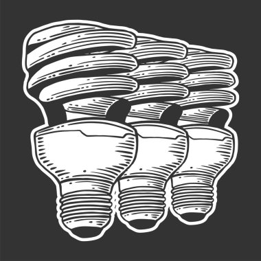 Cıva ampulü. Doodle ve çizim stilinde vektör kavramı. T-shirt, kartpostal baskı için elle çizilmiş illüstrasyon.