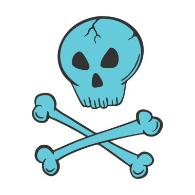 Çapraz kemikli kafatası. Doodle ve çizim stilinde vektör kavramı.
