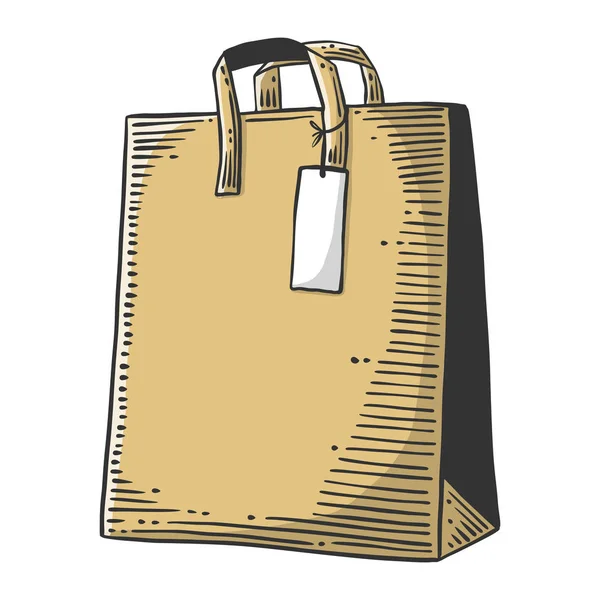 Sacchetto di carta per lo shopping o regali. Concetto vettoriale in stile doodle e sketch. Illustrazione disegnata a mano per la stampa su magliette, cartoline . — Vettoriale Stock