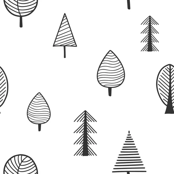Söta svarta och vita träd i skandinavisk stil. — Stock vektor