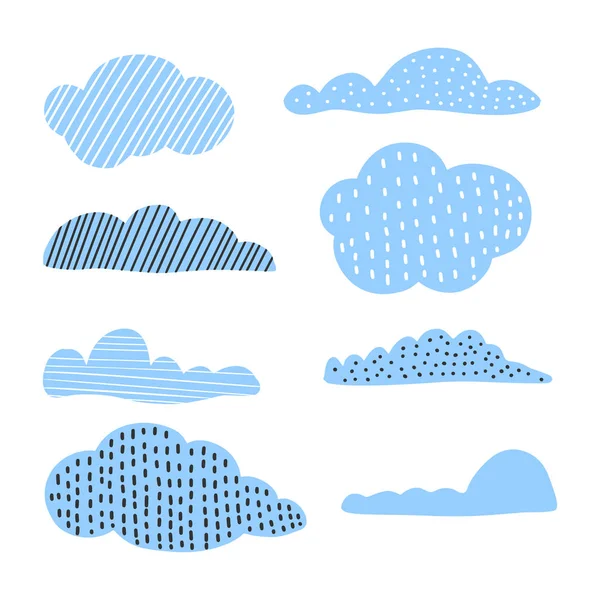 Cute hand drawn clouds, childish print. Best for t-shirt, poster, wrapping paper, decoration. Vector illustration in scandinavian style. — Stock Vector