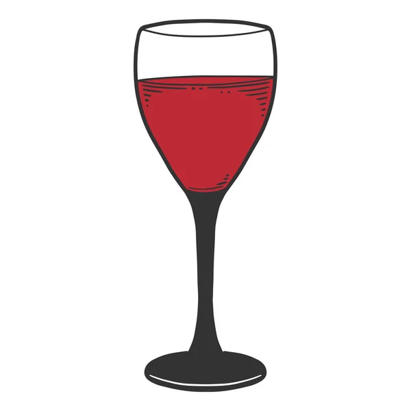 와인 잔입니다. 낙서 및 스케치 스타일의 벡터 개념. — 스톡 벡터