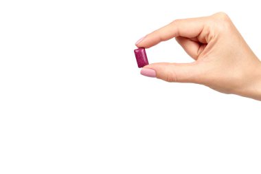 Parlak sakız ile el, diş Bubblegum.