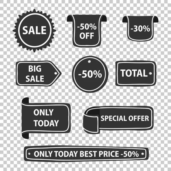 Various shapes of discount badges. Price tag and label. — Stock Vector