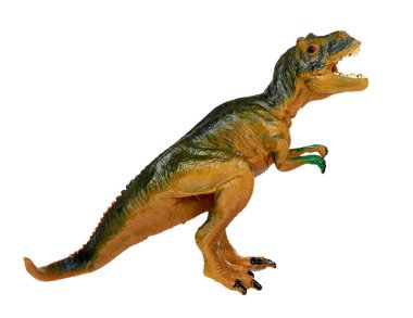 Plastik dinozor oyuncağı. Tarih öncesi vahşi hayvan, tehlikeli hayvan..
