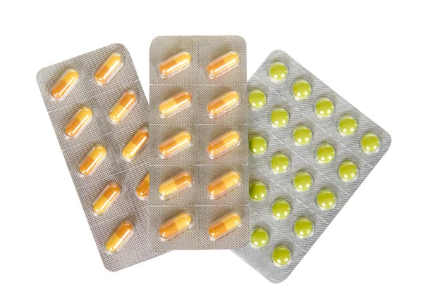 Zilveren blisterpillen. Apotheekhulp, medicijn. — Stockfoto