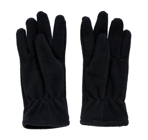 Black fleece gloves. Kids personal accessory, winter mittens. — Stock Photo, Image