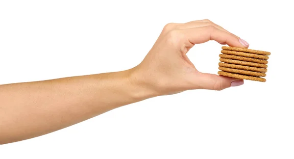 Galletas redondas con trigo integral. Snack saludable . —  Fotos de Stock