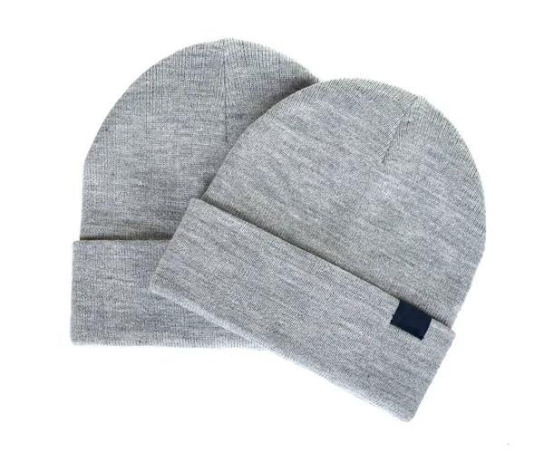 Gray cotton hat. Winter season apparel, cport wear. — Stock Photo, Image