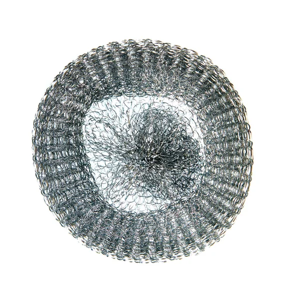 Metal round brush for dish cleaning. Isolated