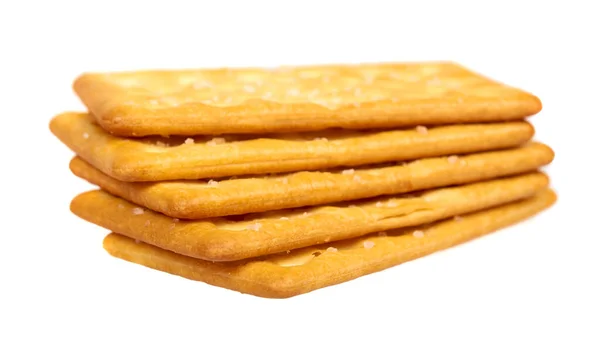 Cracker salato, antipasto croccante, biscotti a forma di rettangolo. Isolato . — Foto Stock