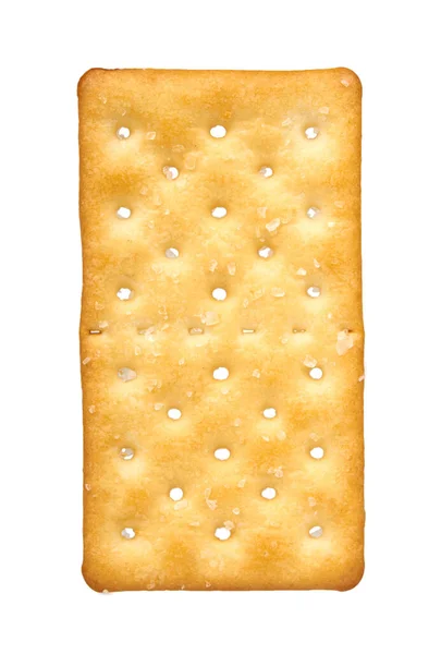 Cracker salato, antipasto croccante, biscotti a forma di rettangolo. Isolato . — Foto Stock