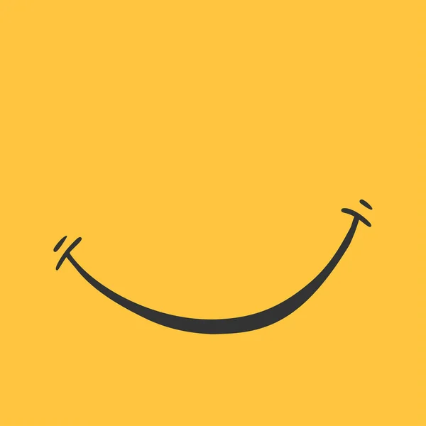 Sorridi su sfondo giallo. Carino emozione in stile cartone animato. Buon umore, felicità scarabocchio . — Vettoriale Stock