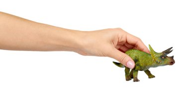 Yeşil plastik dinozor oyuncağı, tarih öncesi vahşi hayvan.