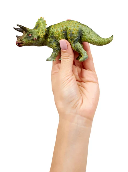 Juguete dinosaurio de goma verde, animal salvaje prehistórico . —  Fotos de Stock