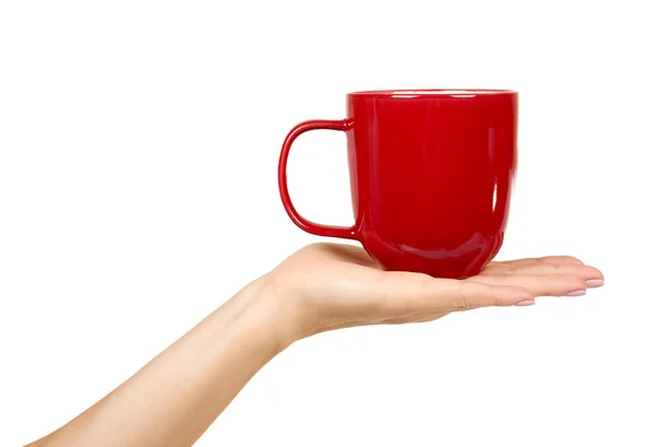 Teetasse aus rotem Porzellan. Kaffeetasse aus Keramik. — Stockfoto