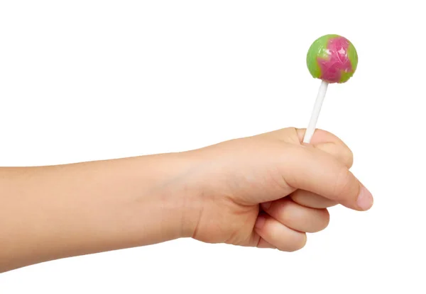 Caramel lollipop candy on stick. Fruit sweet. — Stock Photo, Image