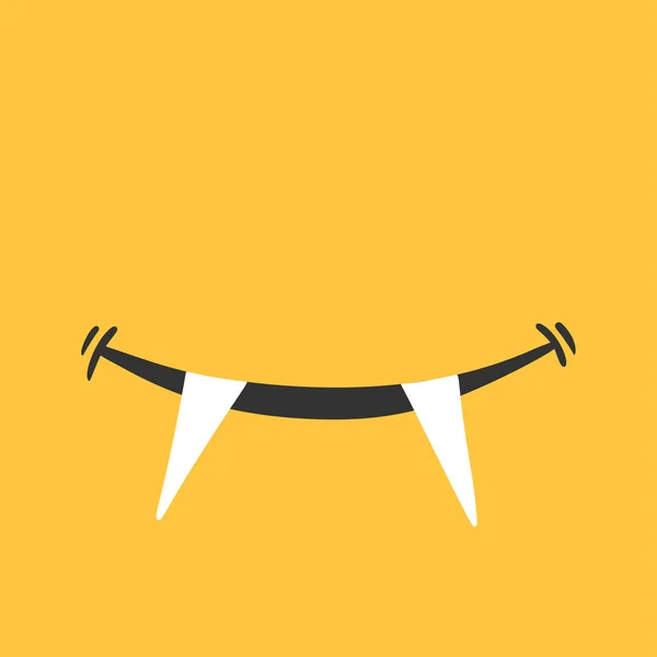 Sorriso de vampiro no fundo amarelo. Emoção bonito em estilo cartoon. Bom humor, doodle felicidade . — Vetor de Stock