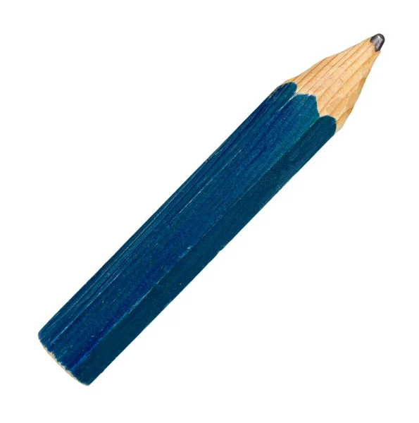 Big blue pencil, fun wooden school supplies. Isolated on white. — Stock Photo, Image