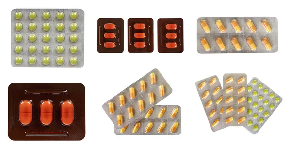 Medische pillen in blister, medicament tablet, set en collectie. — Stockfoto
