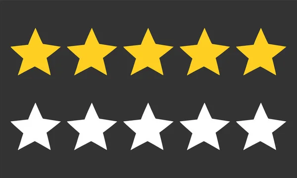 Clasificación de cinco estrellas. Valoración, feedback y rango de opinión. Cinco seguidas. Imagen vectorial . — Vector de stock