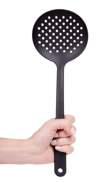 Black Plastic Ladle Kitchen Utensil — Stock Photo, Image