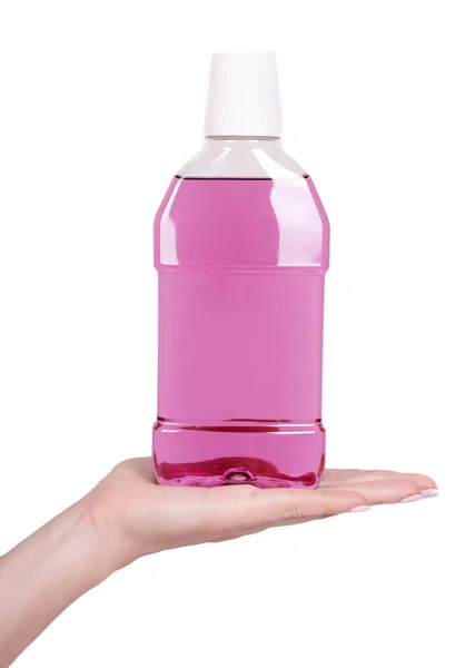 塑料瓶中的液体漱口水 — 图库照片