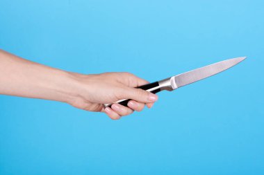 Metalik mutfak bıçağıyla..