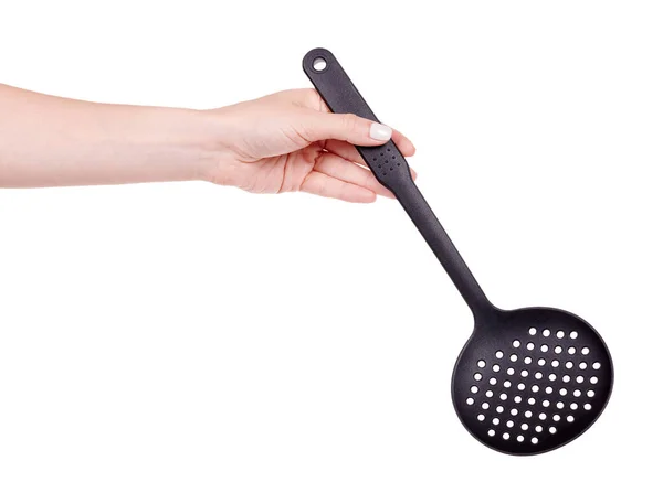 Mestolo Plastica Nera Utensile Cucina — Foto Stock