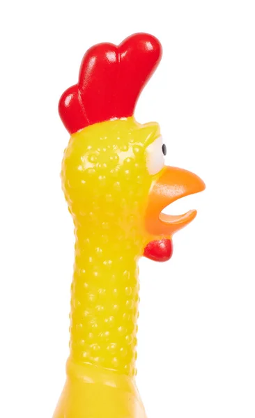 Funny Rubber Toy Chicken Screaming Opened Mouth — Stock Photo, Image