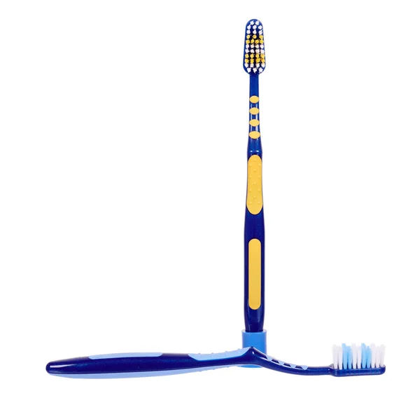 Brosse Dents Plastique Bleue Jaune Soins Dentaires — Photo