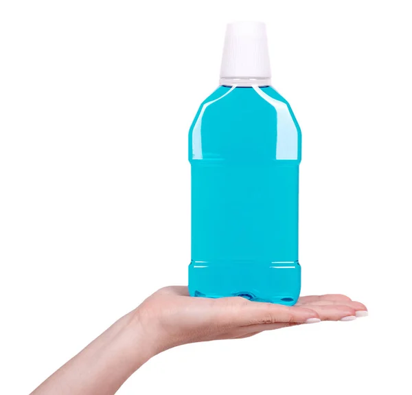 Bocca Liquida Lavaggio Bottiglia Plastica — Foto Stock