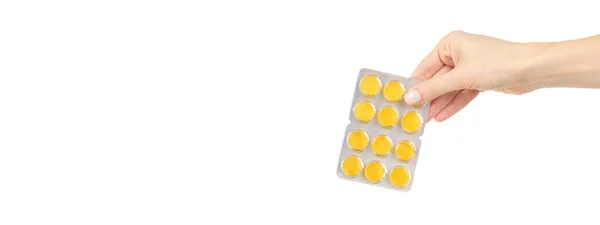 Pillole Mal Gola Nel Bister Isolate — Foto Stock