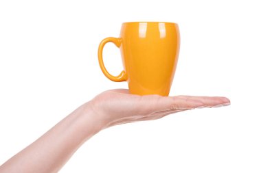 Sarı kahve kupası, porselen mutfak gereçleri..