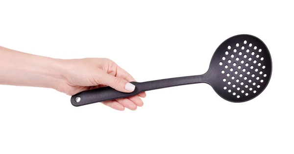 Black Plastic Ladle Kitchen Utensil — Stock Photo, Image