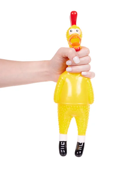 Lustiges Gummispielzeug Von Huhn Schreiend Geöffnetem Mund — Stockfoto