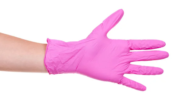 Розовая Медицинская Защитная Перчатка — стоковое фото