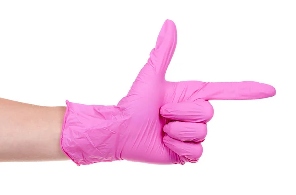 Розовая Медицинская Защитная Перчатка — стоковое фото