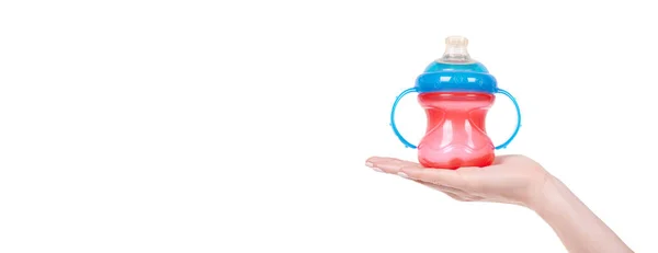 Rote Kinderfutter Und Trinkflasche — Stockfoto