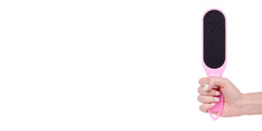 Pembe plastik topuk rendeleyici, pedikür aracı.