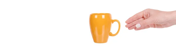 黄色咖啡杯 陶瓷厨房用具 — 图库照片