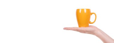 Sarı kahve kupası, porselen mutfak gereçleri..