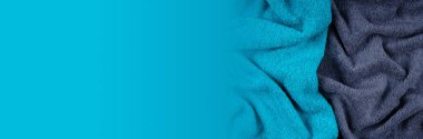 Mavi havlu kumaş dokusu, üst görüntü fotoğrafı..