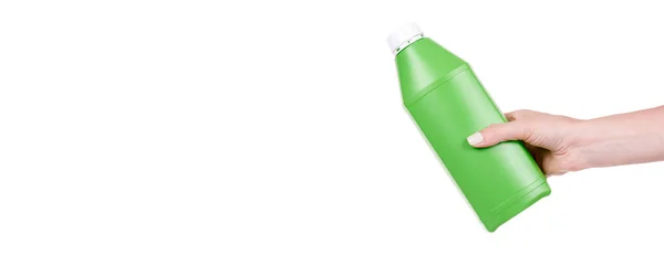 Recipiente Plástico Verde Con Aceite Motor Detergente Hongos Para Bacthroom — Foto de Stock