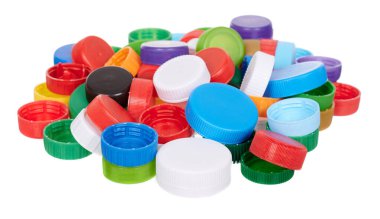 Plastik kapaklar, beyaz arka planda izole edilmiş. Yüksek kalite fotoğraf