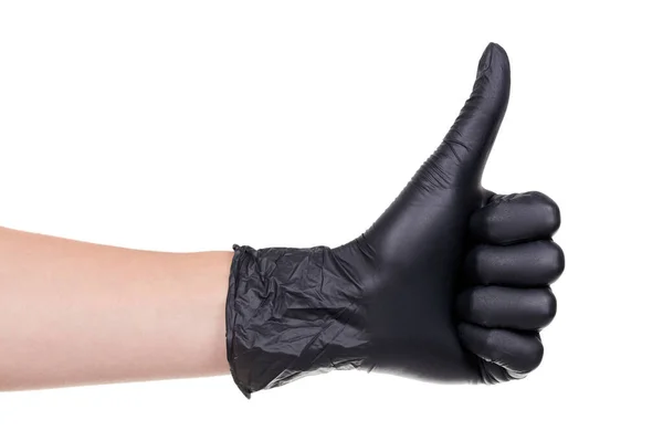 Ręka Czarnymi Rękawiczkami Lateksowymi Izolowana Białym Tle Wysokiej Jakości Zdjęcie — Zdjęcie stockowe