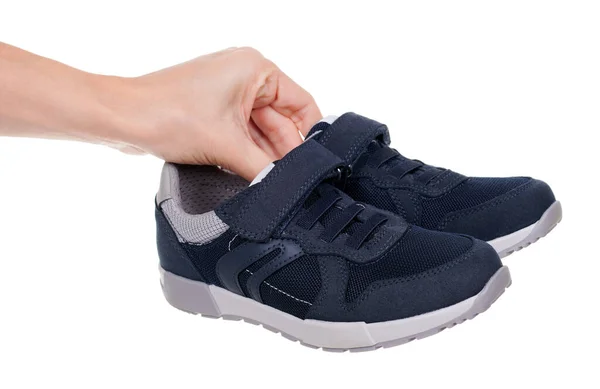 Barnens Blå Casual Sneakers Isolerade Vit Bakgrund Högkvalitativt Foto — Stockfoto