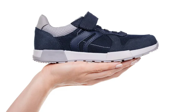 Childrens Blue Casual Sneakers Isolated White Background High Quality Photo — Stock Photo, Image