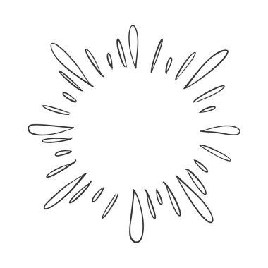 Güneş patlaması şablonunun el çizimi vektörü.