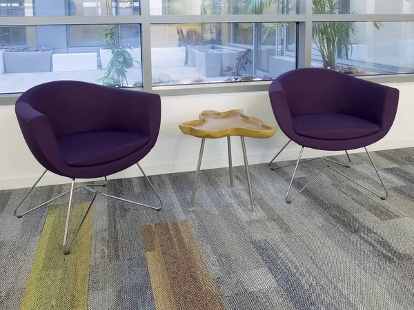 Waiting Area Office Interior Two Modern Comfortable Armchairs Standing Next — Stock Photo, Image